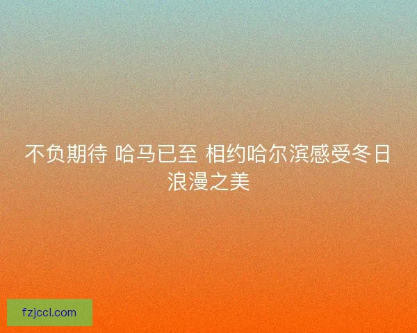 不负期待 哈马已至 相约哈尔滨感受冬日浪漫之美 不负期待 哈马已至 相约哈尔滨感受冬日浪漫之美